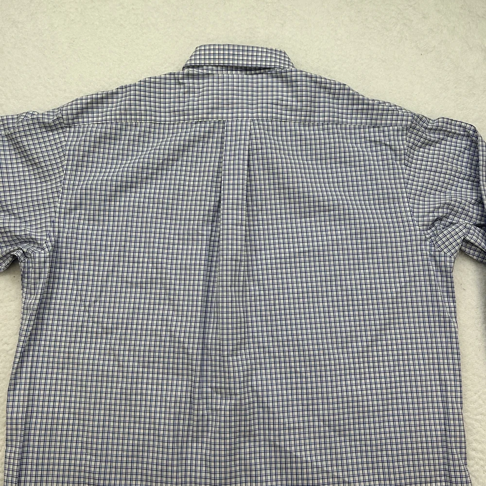L.L.Bean Shirt Mens Large Regular Wrinkle Resistant Blue Plaid Button Down